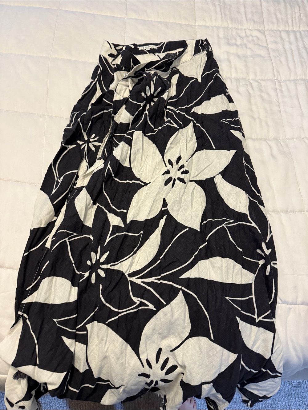 Z Supply Black and White Floral Swim Sarong